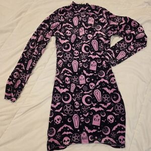 Vera's Eyecandy NWOT Women's Halloween Print Mini Dress Black Size XS